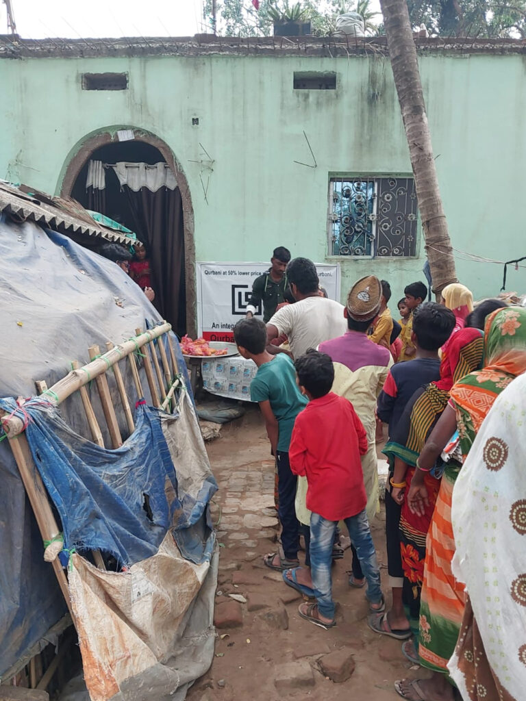 Qurbani distribution at Qurbani centre