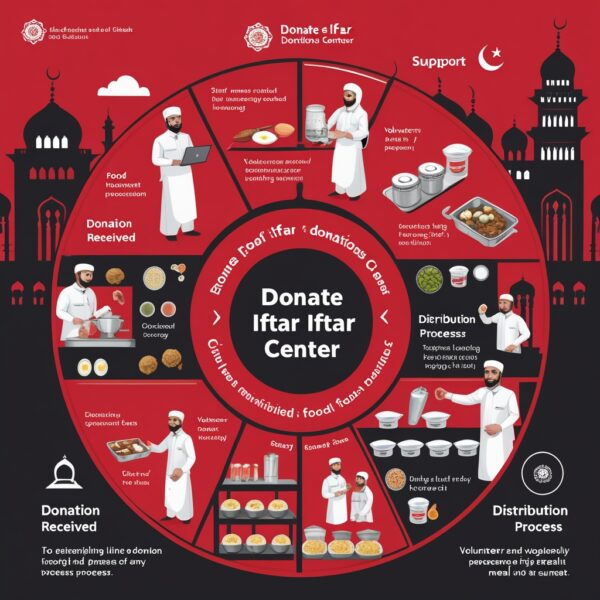 In this picture, Qurbani Centre has tried to visually represent the entire process of how Iftaar is donated during Ramadan.
